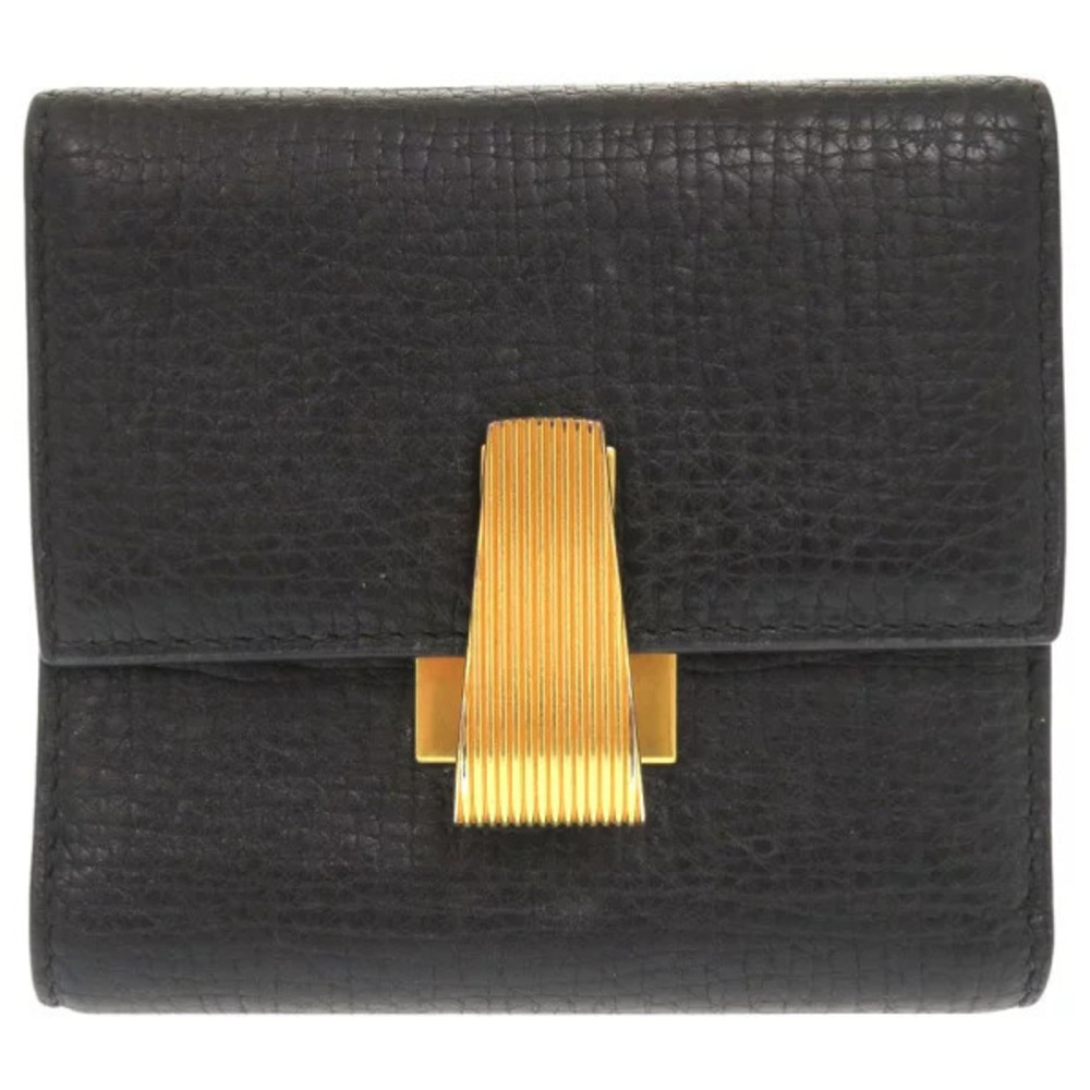 Bottega Veneta Palmerato Leather Black Tri fold Wallet Bottega Veneta